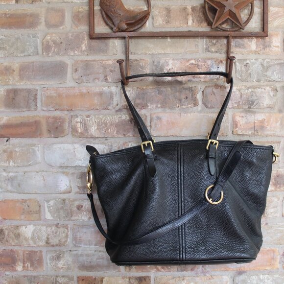 Cole Haan Pebbled Leather Large Bag Black w/Brushed Gold Hardware Lots of ROOM! - Picture 1 of 16